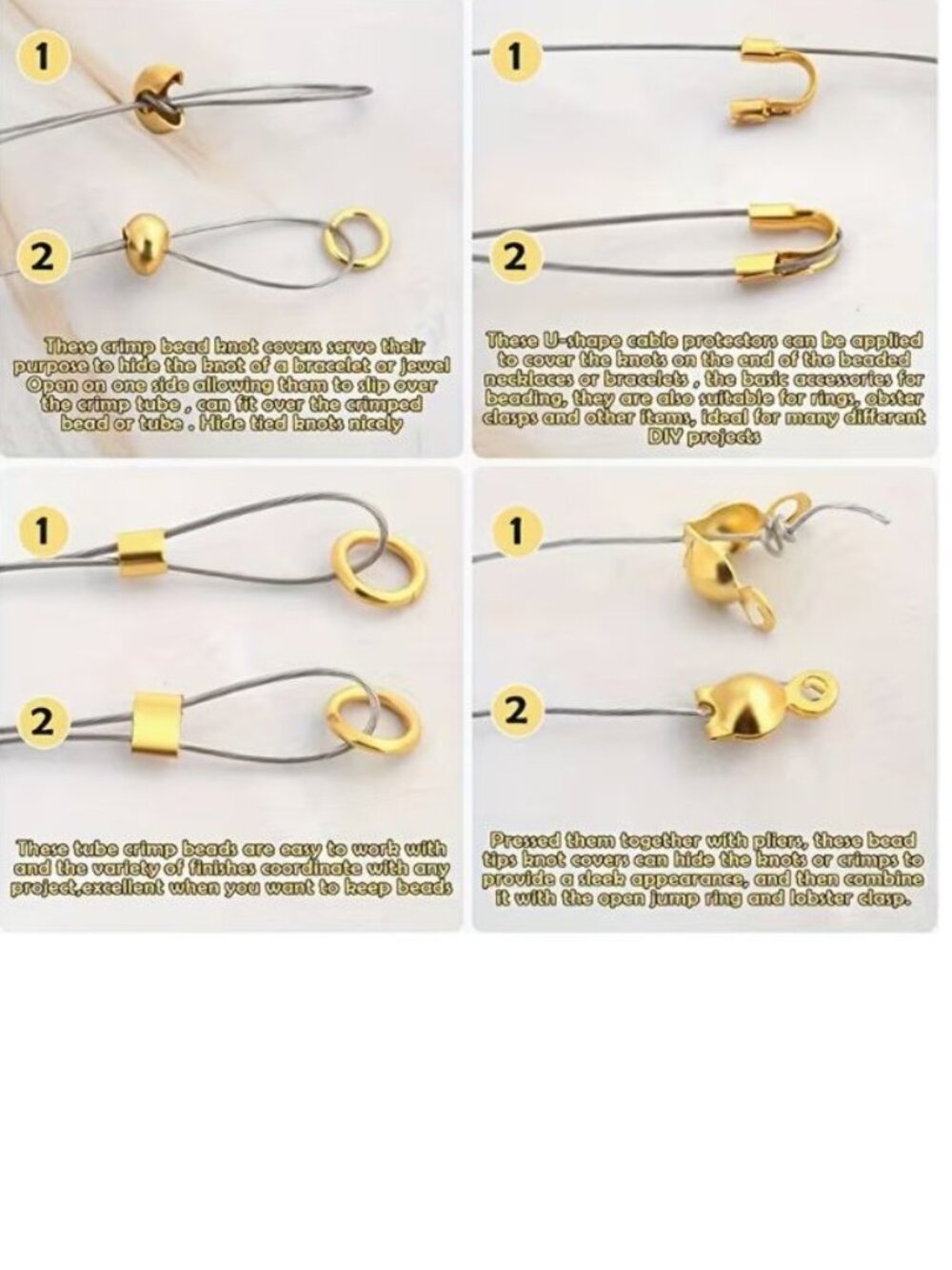 1200pcsof Crimp Beads for Crafting -Crimp Covers, Crimp Tubes, Clasps & Closures - Picture 4 of 4